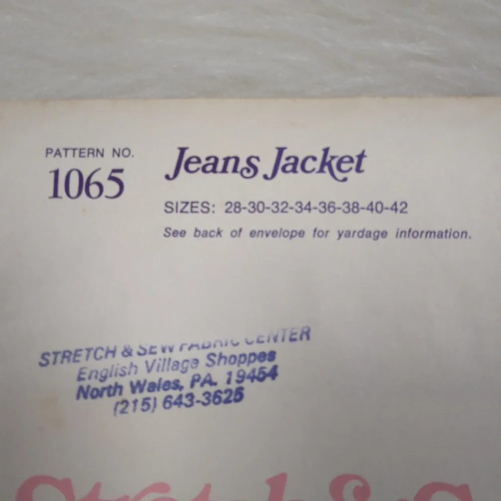 STRETCH & SEW 1065 Bust 28-42 Jeans Jacket